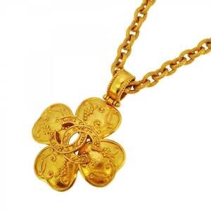 CHANEL Authentic Gold Logo Necklace